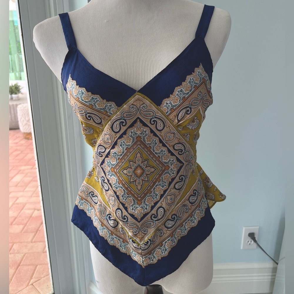 Anthropologie collab with What Comes Around Goes Around Silk Top